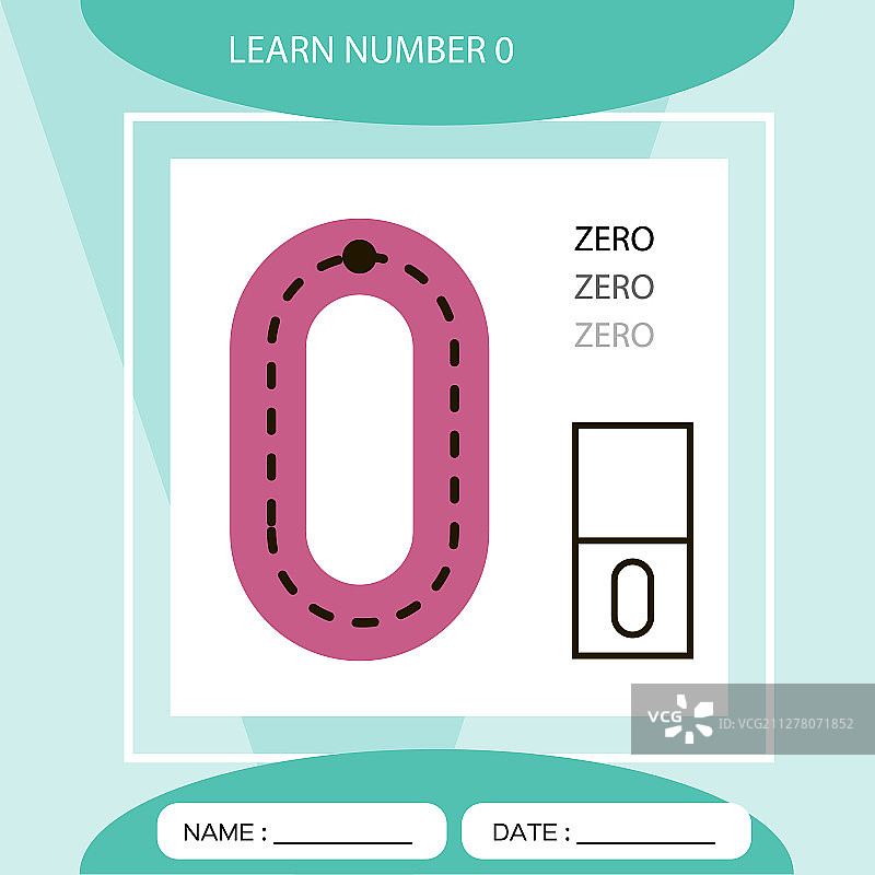 儿童教育游戏：学习数字0图片素材
