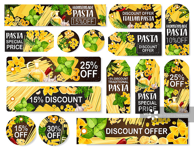 意大利面食品店折扣标签图片素材