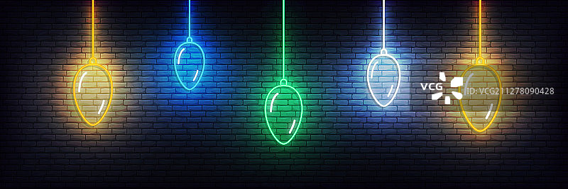 霓虹圣诞球新年背景合集图片素材