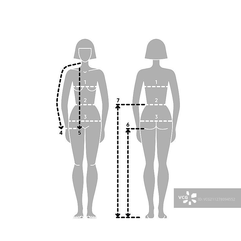 女人测量身体尺寸图图片素材