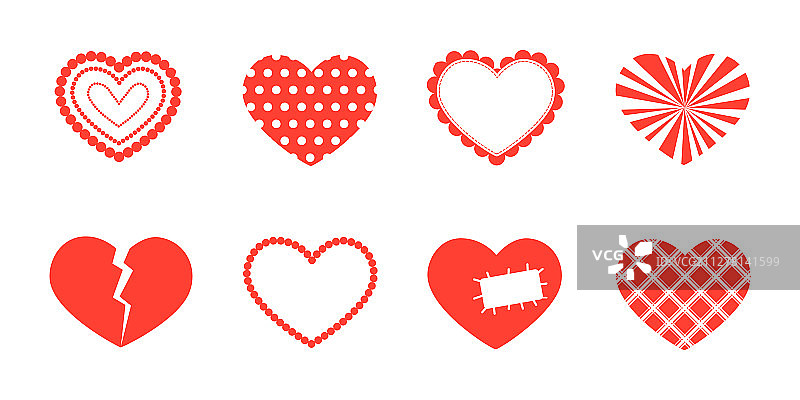 白色背景上的情人节爱心图案图片素材