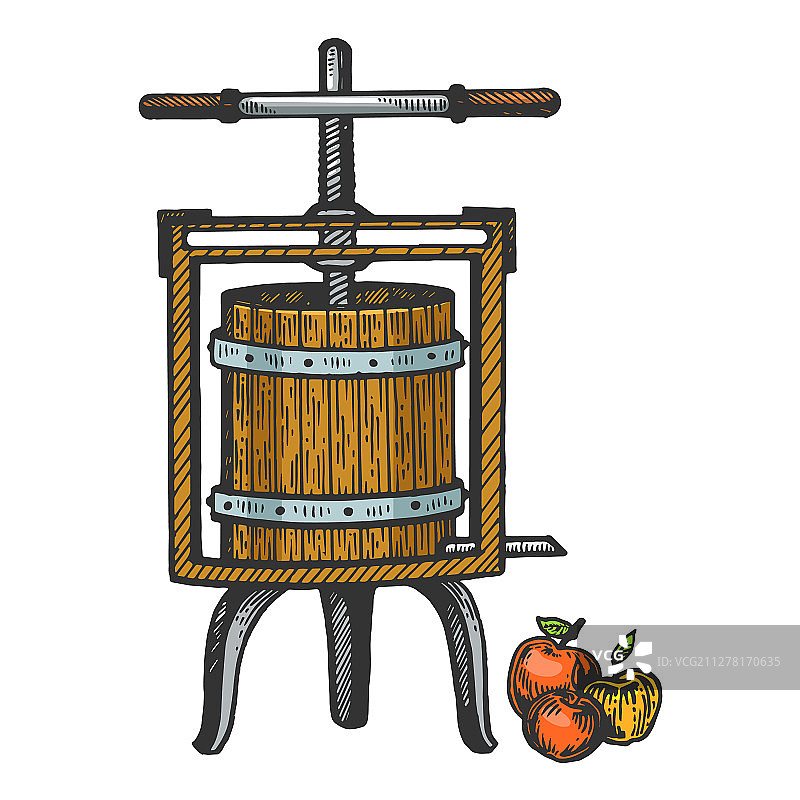 苹果酒压榨机雕刻图片素材