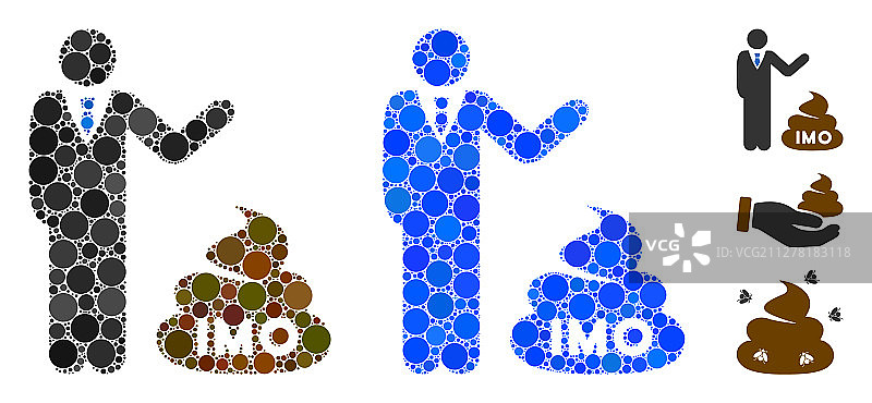 展示IMO组合图标的商人图片素材
