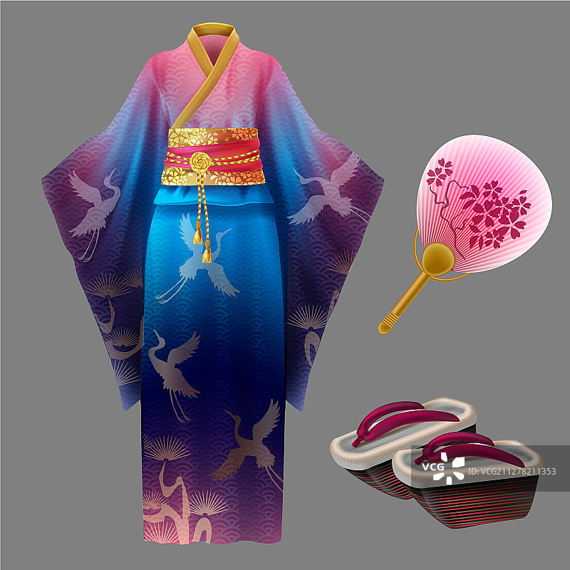 穿和服木屐的日本女人图片素材