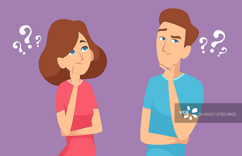 思考的情侣男女图片素材