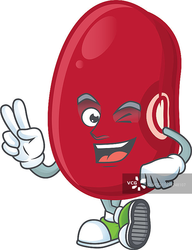 比着V字手势的红豆卡通吉祥物图片素材