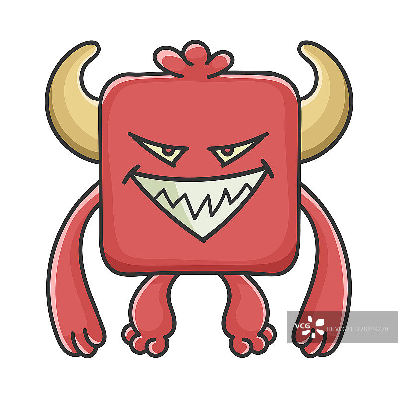 红色方块恶魔卡通怪物图片素材
