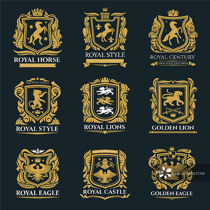 皇家徽章纹章狮子和马图片素材