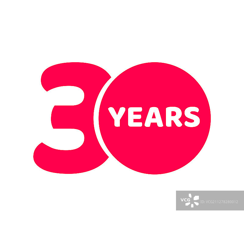 30周年纪念logo模板（红色）图片素材