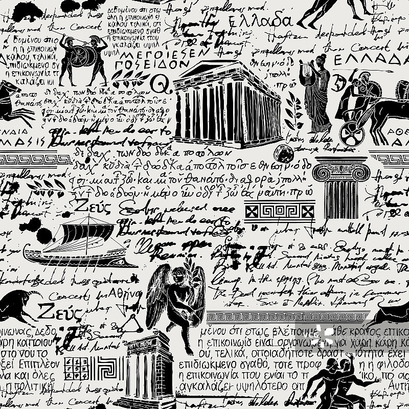 古希腊风格无缝背景图片素材