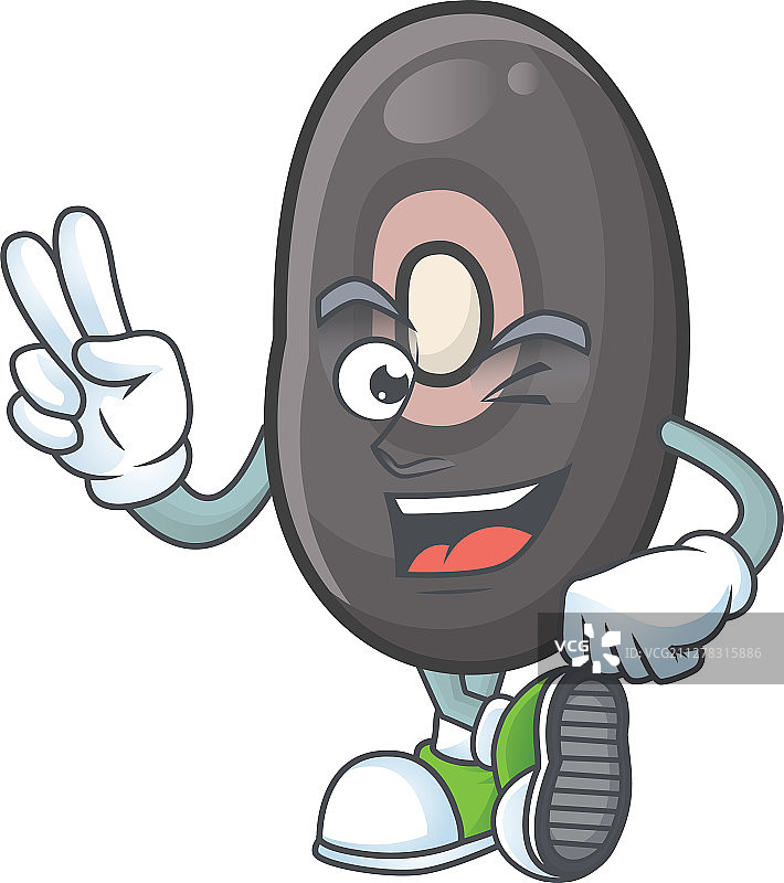 卡通风格的黑色豆子与两根手指图片素材