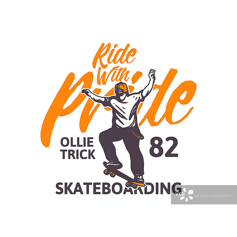 滑板运动口号T恤设计图片素材