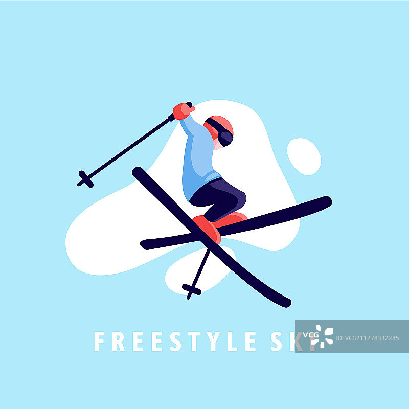 扁平风格的跳台滑雪自由式图片素材