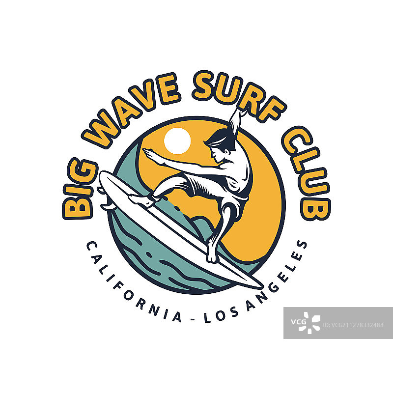 大浪冲浪俱乐部T恤设计冲浪海报图片素材