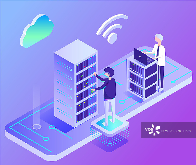 数据中心等温网络和笔记本电脑图片素材