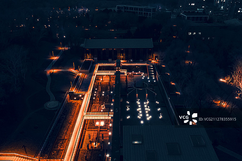 航拍长春水文化公园夜景图片素材