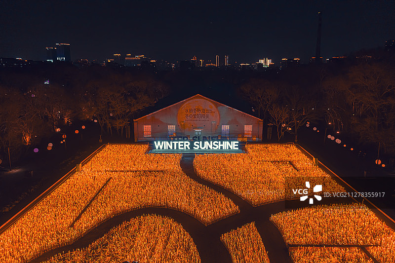 航拍长春水文化公园夜景图片素材