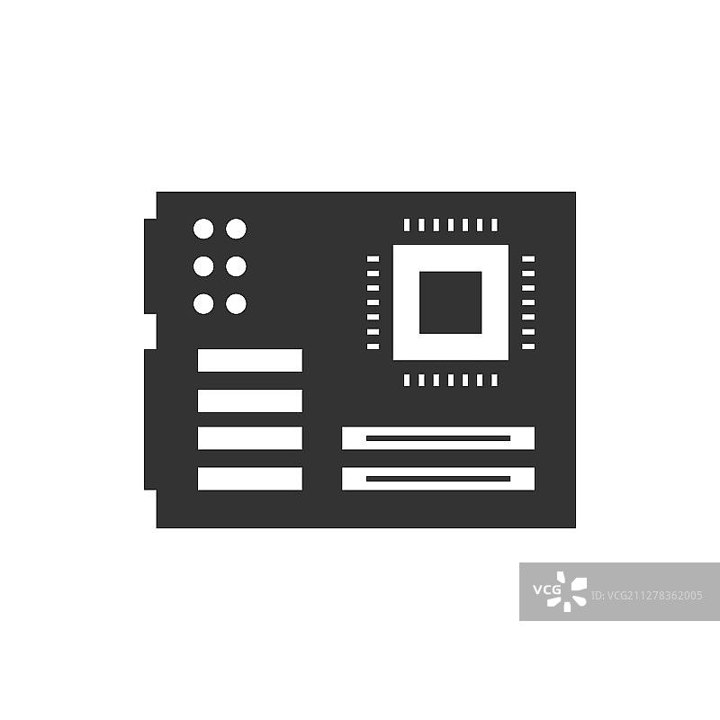 白色背景上的主板黑色图标图片素材