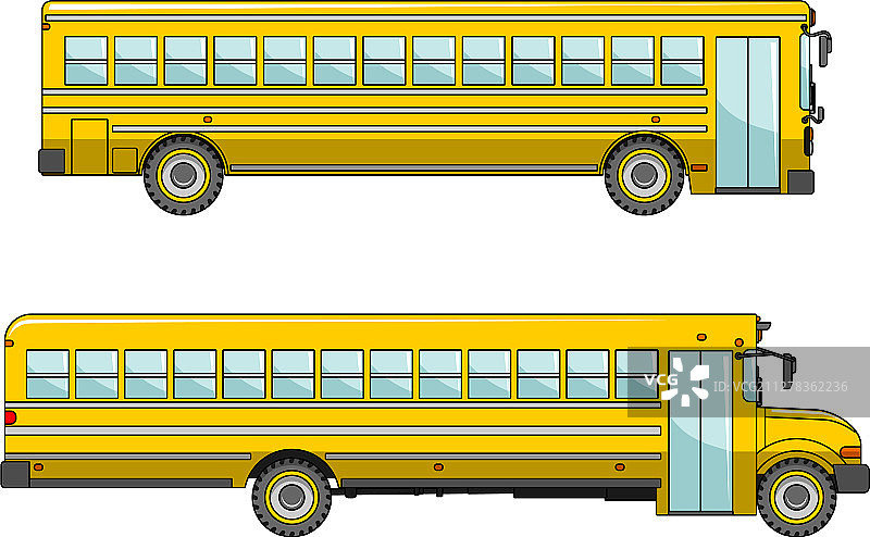 扁平风格白色背景上的校车图片素材