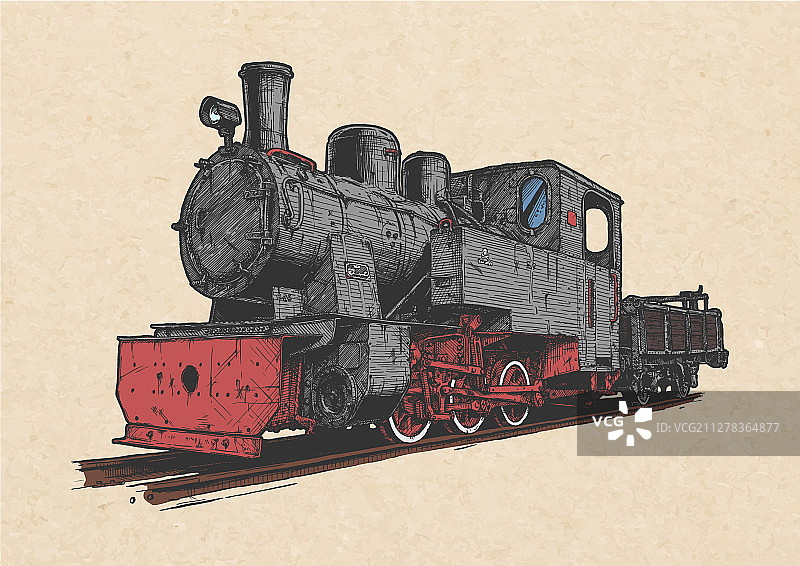 复古蒸汽机车和煤车图片素材