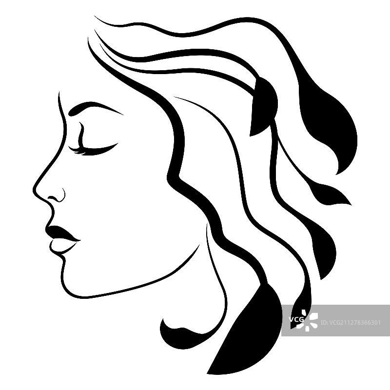抽象面部风格化发型迷人女性图片素材