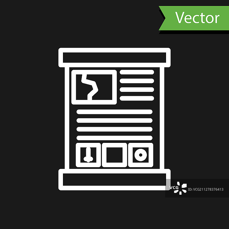 黑色背景上的白色线条游戏指南图标图片素材