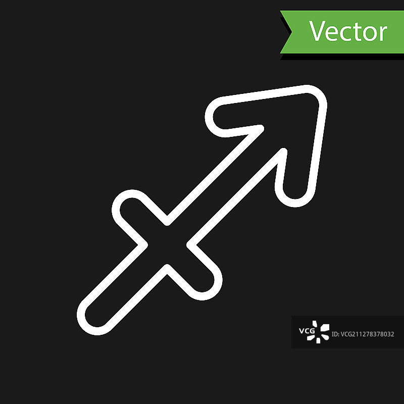 白色线条射手座星座标志图标图片素材