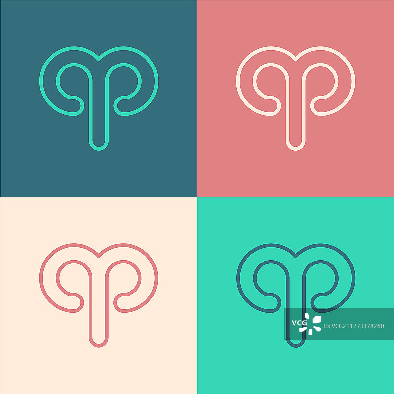 彩色线条：白羊座星座图标图片素材