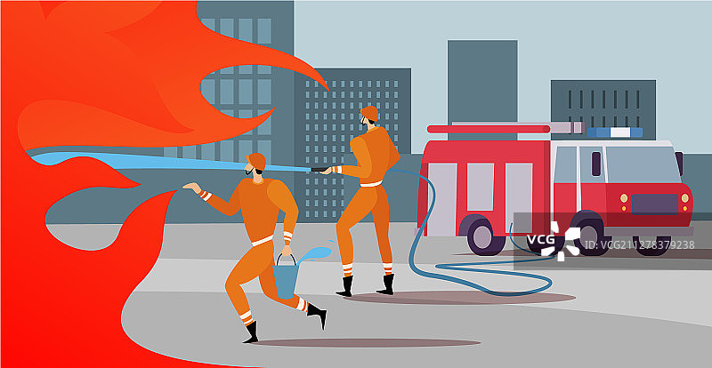 消防员执行灭火任务图片素材