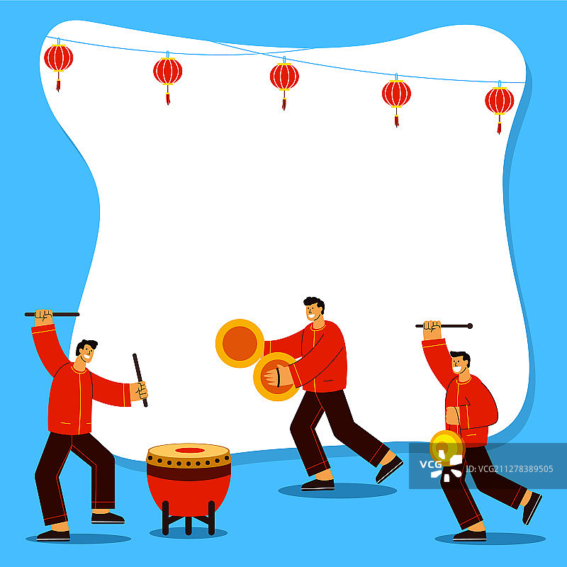 演奏乐器庆祝中国新年图片素材