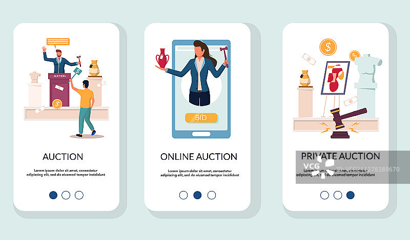 拍卖App引导页界面图片素材