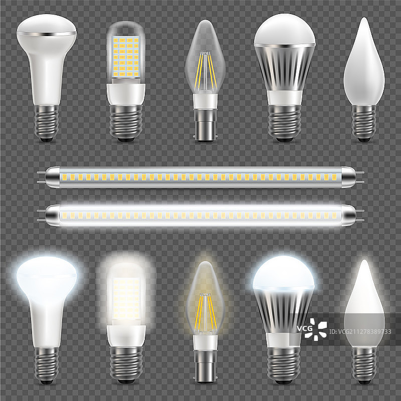 LED灯泡集合（隔离）图片素材