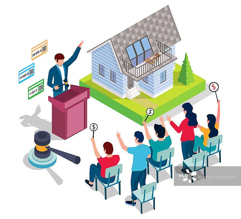 网上拍卖竞标概念图片素材