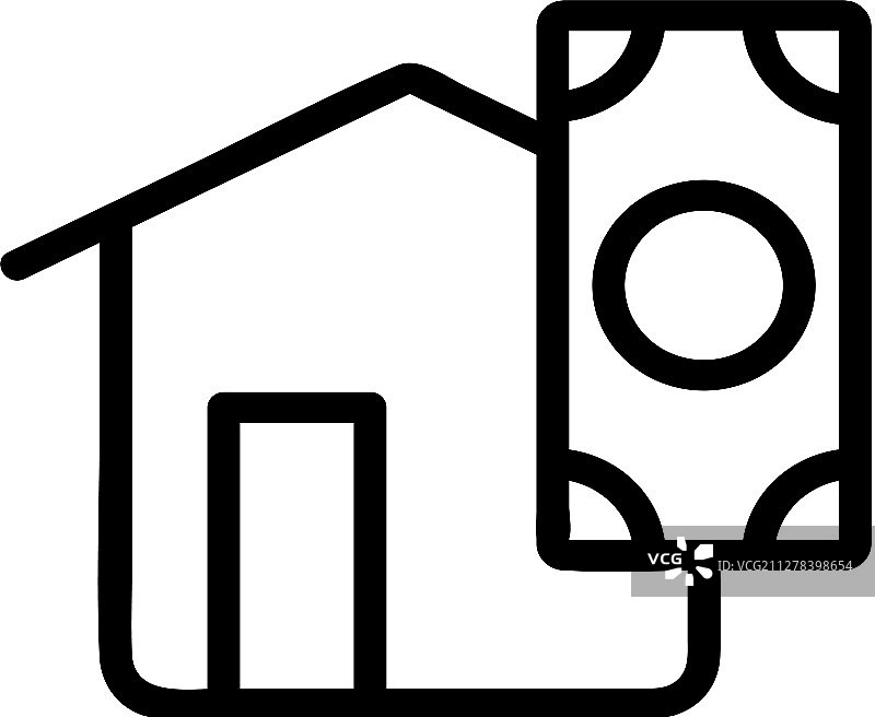 房屋与美元图标轮廓图片素材