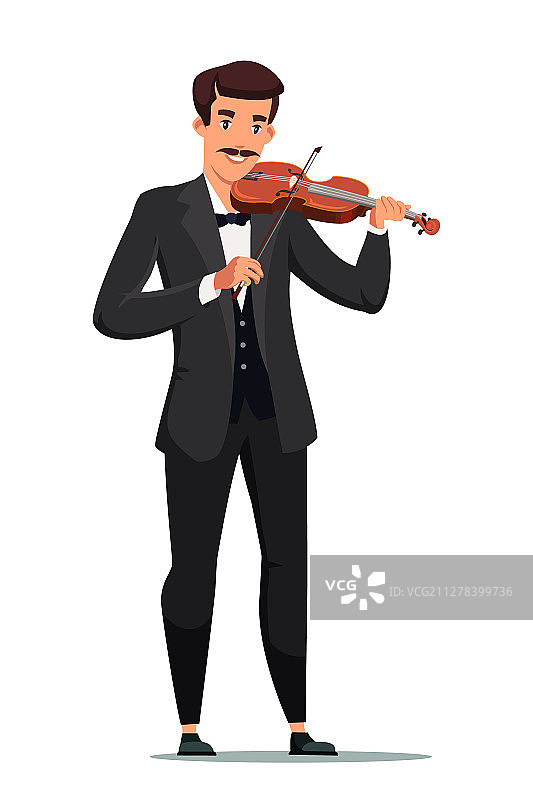 男人演奏小提琴（扁平风格）图片素材