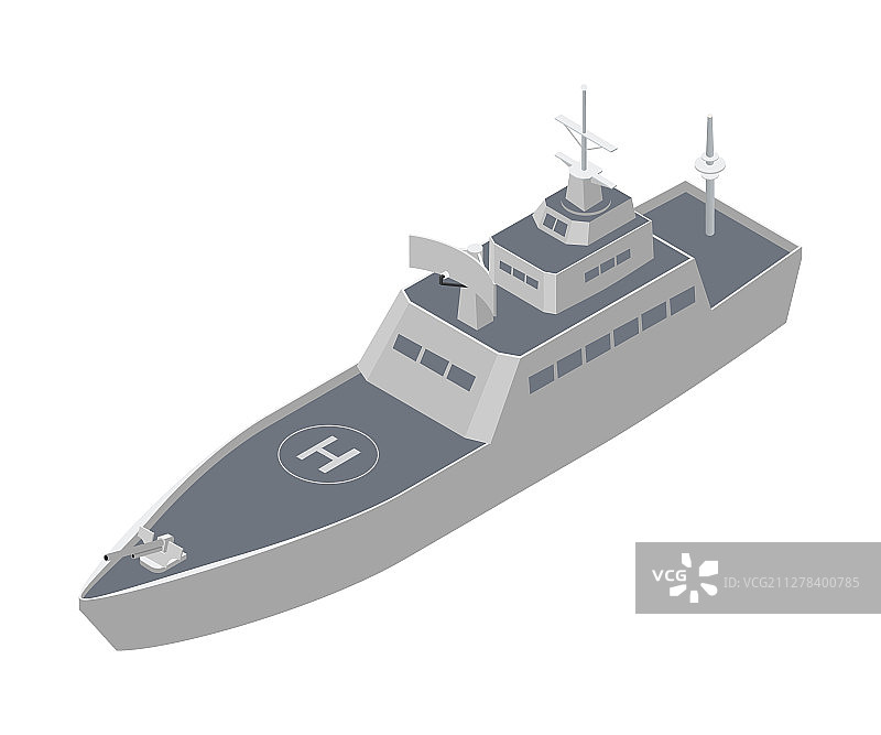 军舰2.5D图片素材