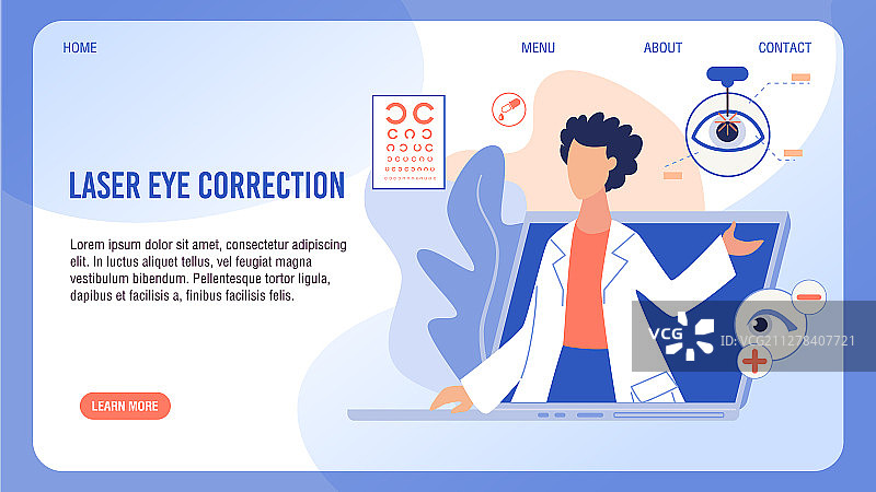 激光视力矫正着陆页扁平设计图片素材