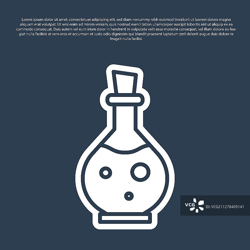 蓝色线条装有魔法药剂的玻璃瓶图标图片素材