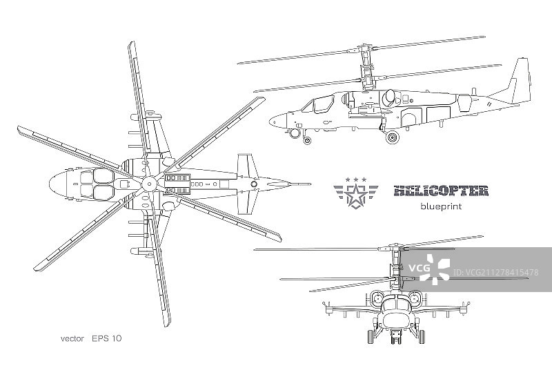 军用直升机蓝图图片素材