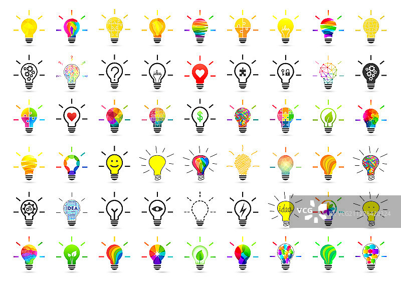 不同灯泡概念大合集图片素材