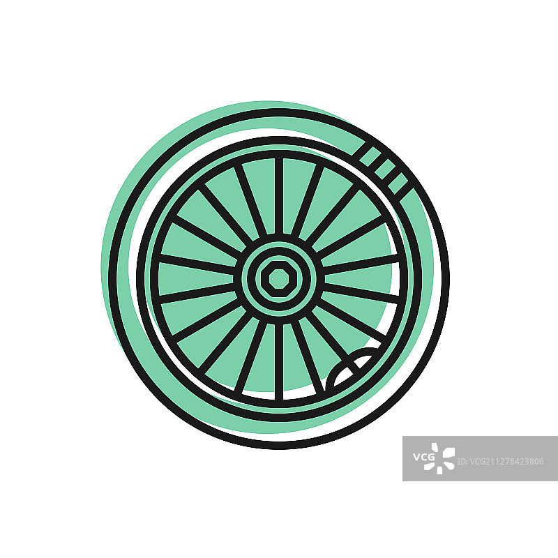 白色背景上的黑色线条汽车车轮图标图片素材