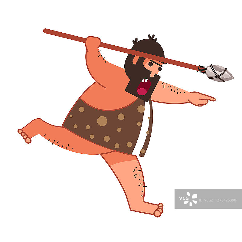 穴居人狩猎和生火图片素材