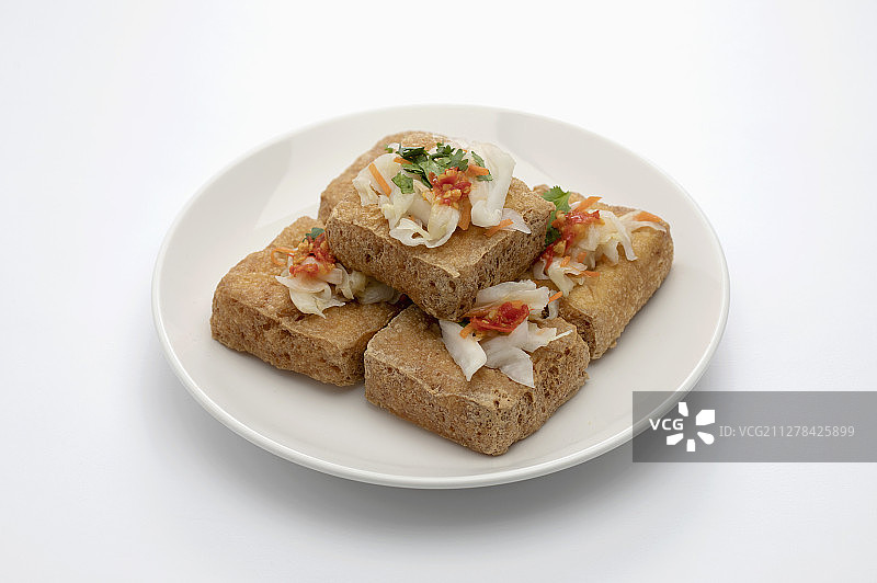 中式料理臭豆腐与泡菜图片素材
