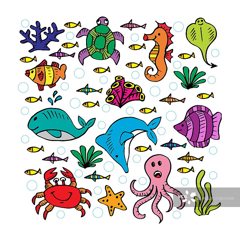 卡通海洋生物合集图片素材
