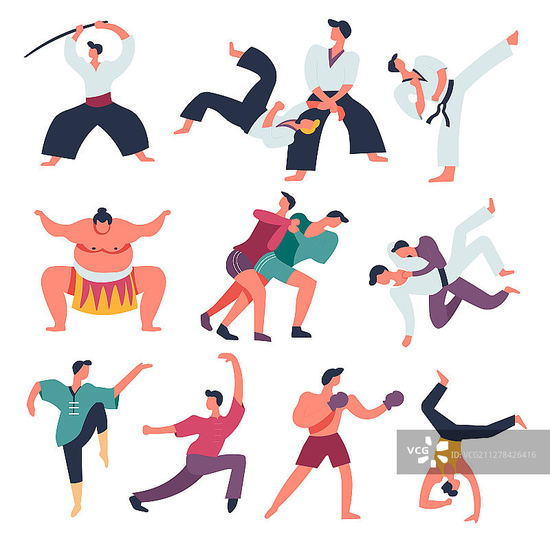 东方武术格斗运动员图片素材