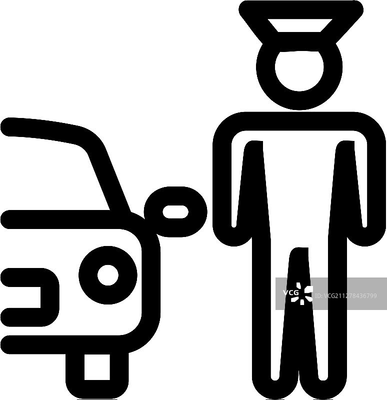 汽车和门卫图标隔离轮廓图片素材