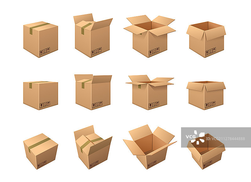 大型棕色纸板包装箱合集图片素材