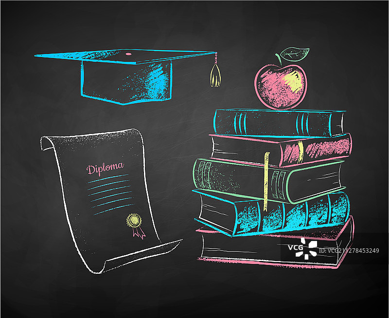 粉笔手绘教育符号合集图片素材