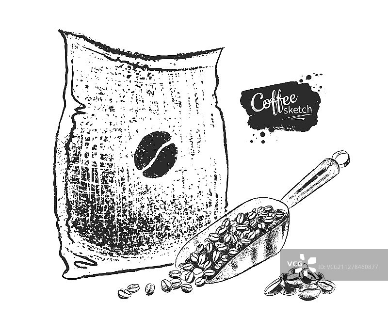 咖啡和勺子麻袋图片素材