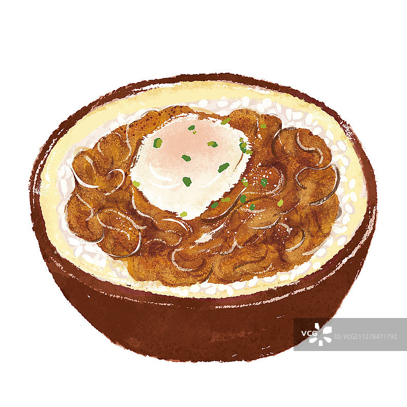 牛肉温泉蛋饭图片素材
